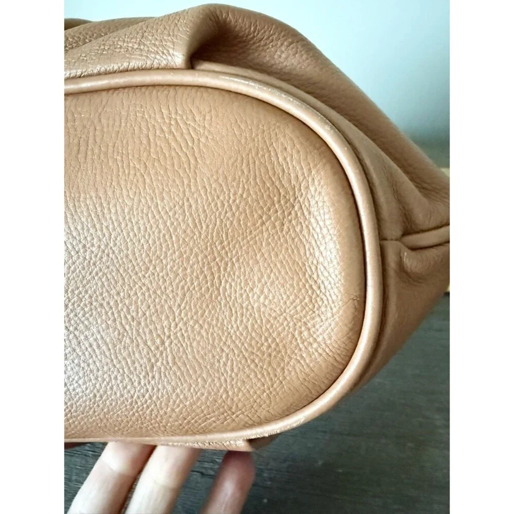 Tory Burch Thea Hobo Pebbled Leather Shoulder Bag in Warm Tan